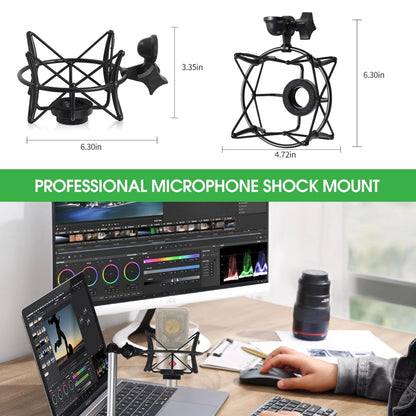 ZibugZag Microphone Shock Mount for Condenser Microphones, Compatible Black