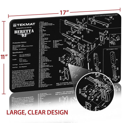 TekMat Gun Cleaning Mat for use with Beretta 92-M9 , Black
