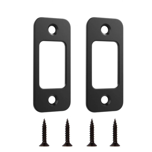 Deadbolt Strike Plate Door Backplate 1" x 2-1/4" Round Corner 2x Matte Black