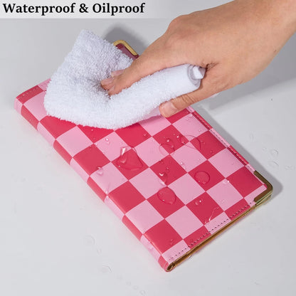 Server Books for Waitress Cute Book with Money Pink Checkerboard