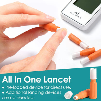 Glucoracy Safety Lancets, Sterile, Top Push Button Activated, 28 Gauge, 1.8...