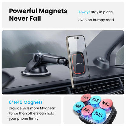 APPS2Car Magnetic Phone Mount for Car, Dashboard & 4.6”-6.29”, Black-Red