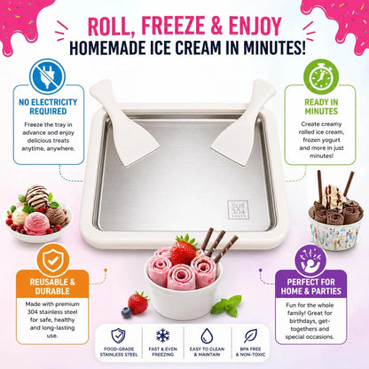 Casaverra Ice Cream Roll Maker Pan – Instant Cold Plate large, White