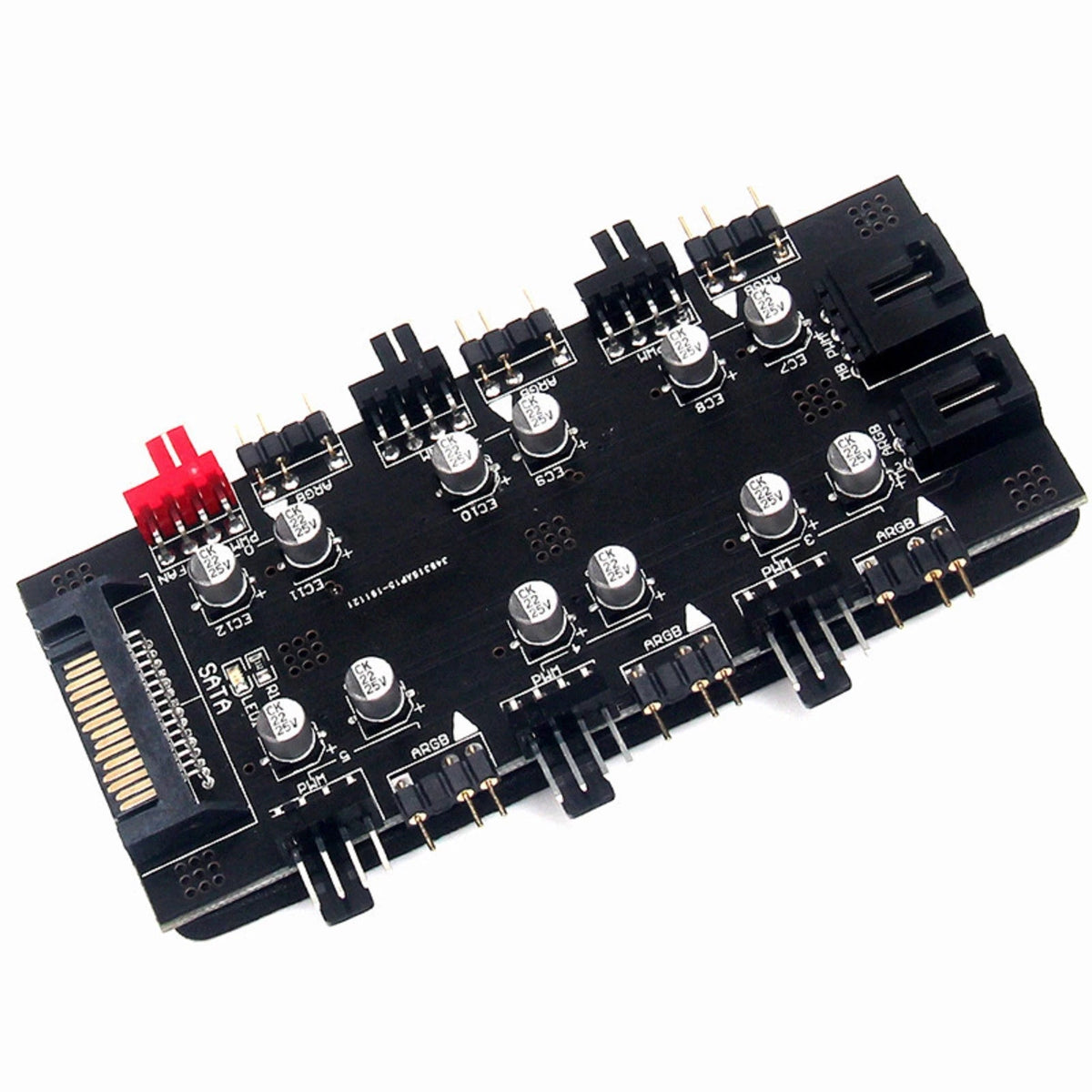 SATA 1 to 6 Way PWM /ARGB Device Expander 4Pin Cooling Fans Hub Splitter Adapter