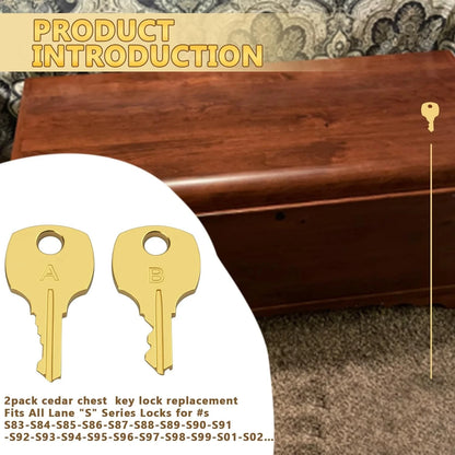 Cedar Chest Key Lock Replacement Fits All Lane S Series Locks, Brass color