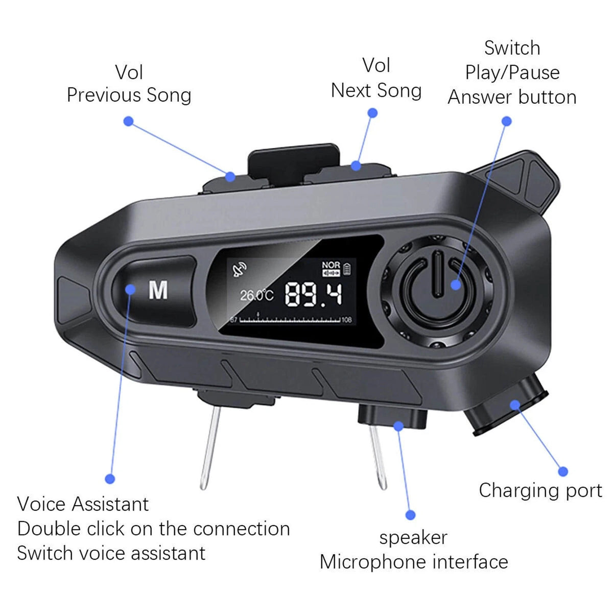 Bluetooth 5.4 Motorcycle Helmet Headset for Bike Helmet with Communication