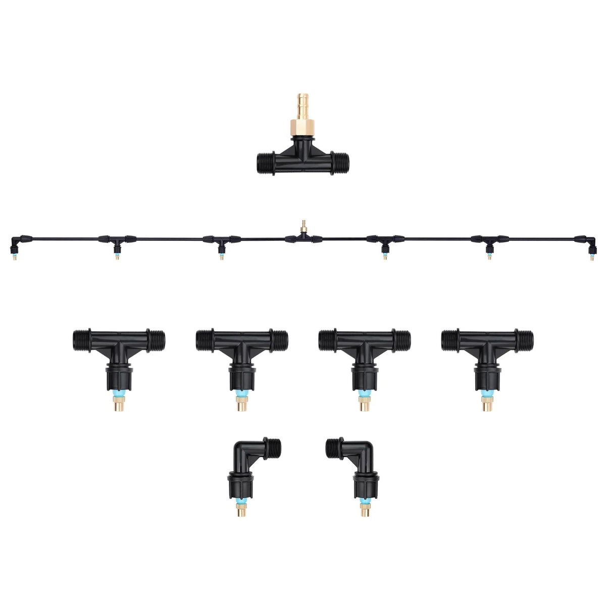 6-Nozzle Poly Boom Wand with 3/8" Brass Fitting, 7.5 Ft. 16 inches,