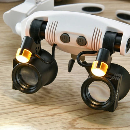 3-10X Adjustable LED Headband Magnifying Glasses Jeweler Watchmaker Repair Tool