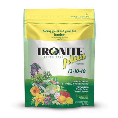 Ironite Plus Shrubs, Trees Plant Food Bag Granular 12-10-10 3lb 3lb, Natural