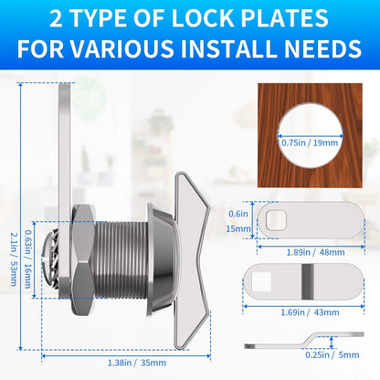 BEBOBLY 5/8 Inch Thumb Operated Offset Cam Lock, 5Pcs Keyless Silver