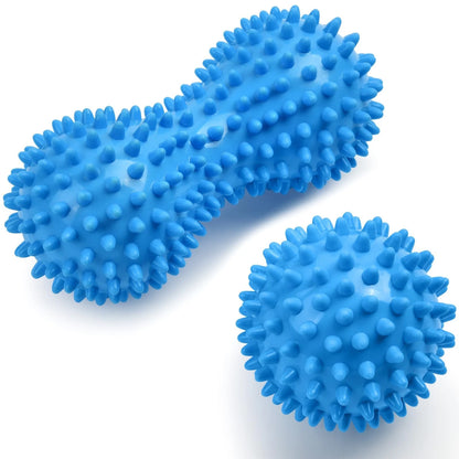 URAQT Spiky Massage Ball Set, 2 Pack Physical Therapy 2Pcs-Blue, 2pcs-blue
