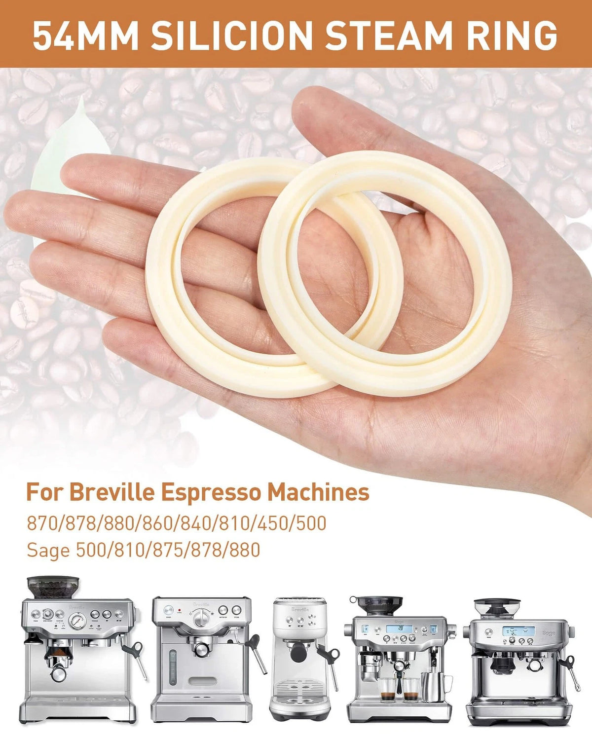 54mm Silicone Steam Ring, 2PCS Grouphead Gasket Replacement Cream Color