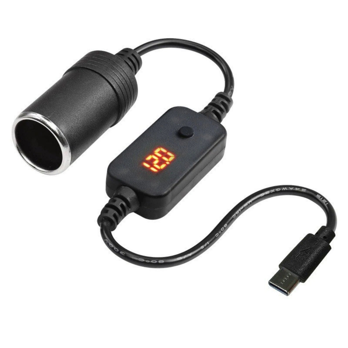 1PCS USB C to 12V Car Cigarette Lighter Adapter Converter Cable for Solar Panel