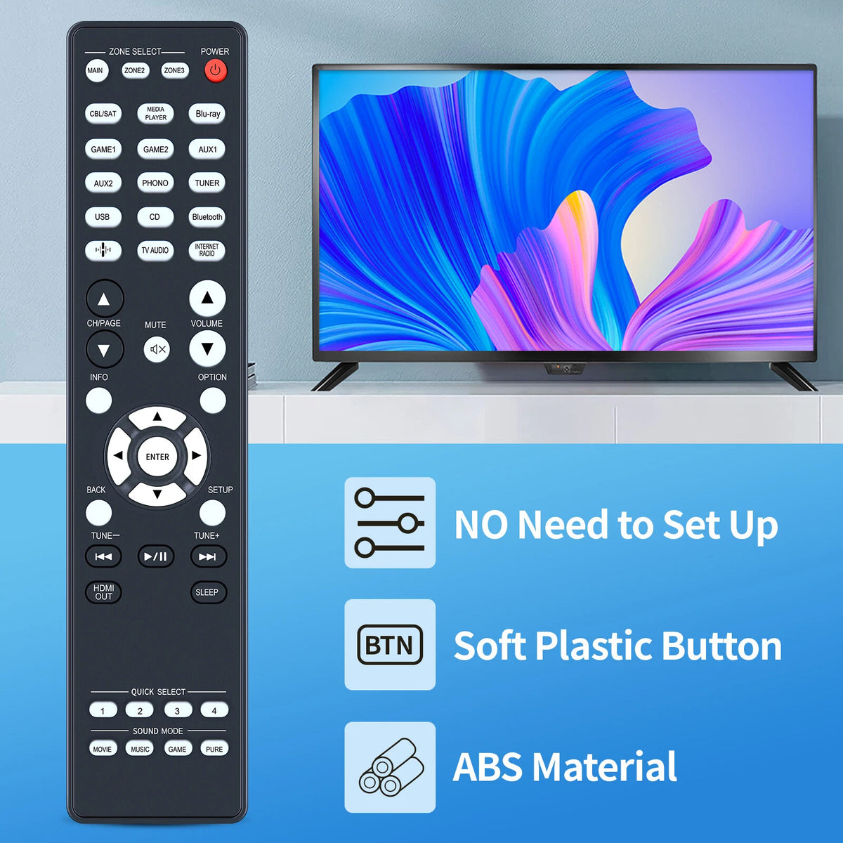 RC-1256 Remote Control For Denon AV Receiver AVR-X6800H
