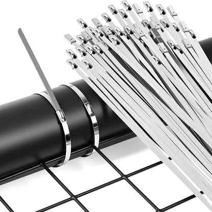 Metal Zip Ties with Stainless Steel Cable Tie Gun, Special Tool For Silver