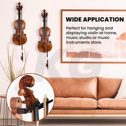 KKG Violin Wall Mount Hanger 1 Pack with Bow Hook Home & M, Brown