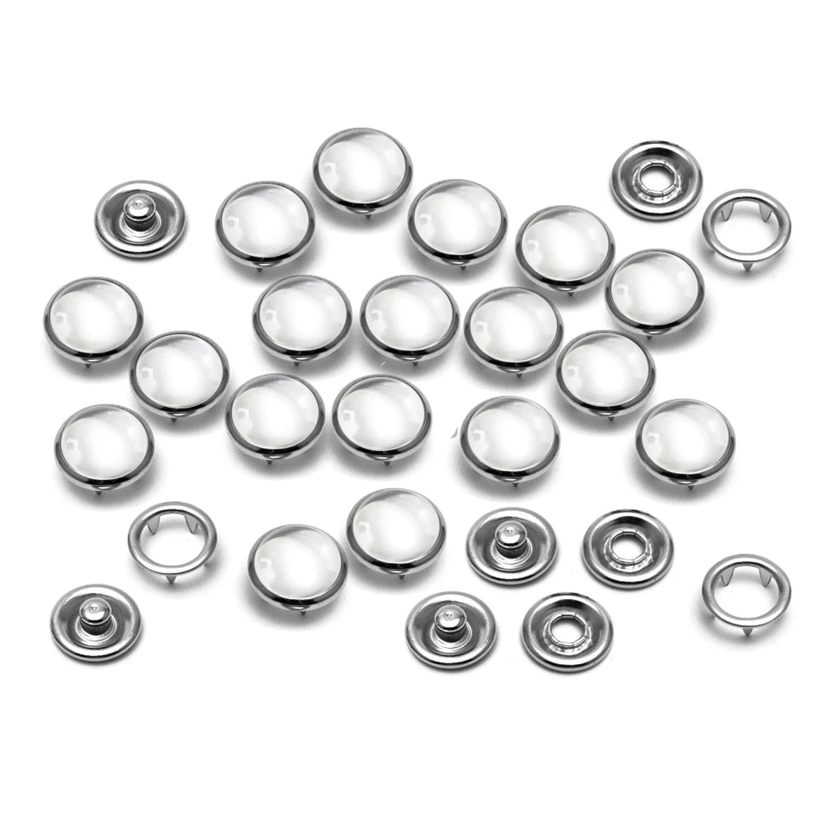 CRAFTMEMORE 20 Sets 10.5MM Transparent Pearl Snaps Fasteners