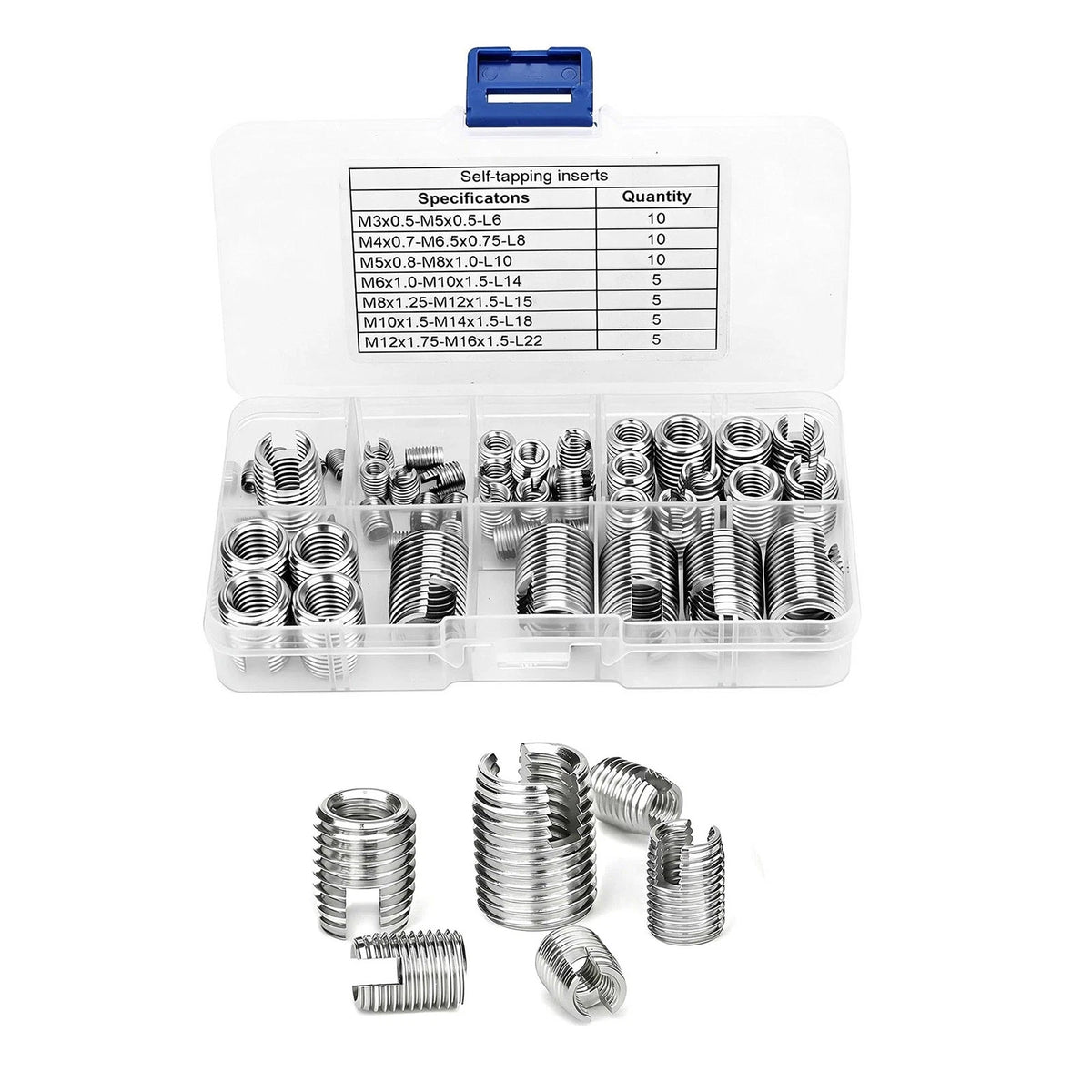 50PCS Stainless Steel Self-Tapping Thread Inserts M3-M16 For Damaged Threads