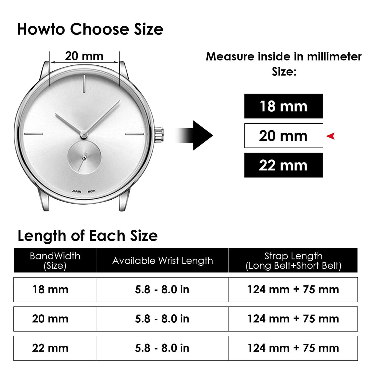 TIESOME 20mm Silicone Watch Bands, Quick Release Waterproof Soft 20mm, Black