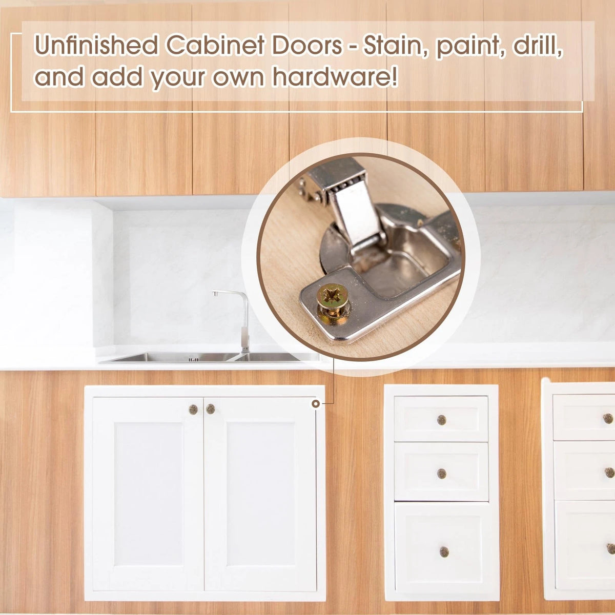 Memorywuu Unfinished Oak Kitchen Cabinet Door 13.25'' W X 22.5'' H, Brown