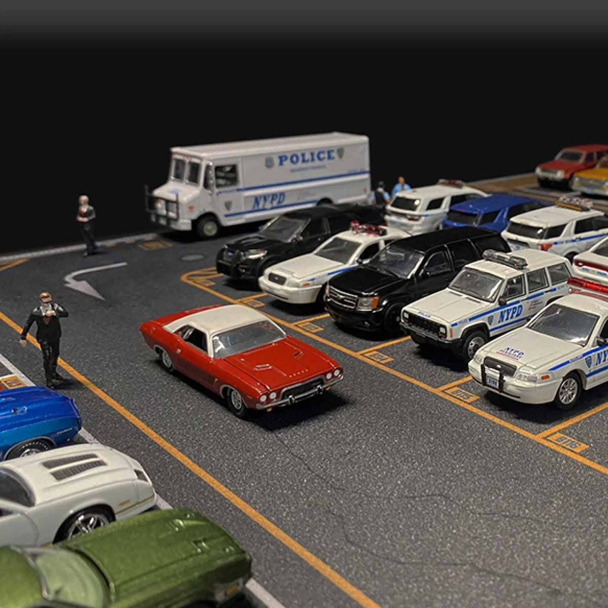 1/64 Scale Parking Lot Diorama Car Park Mouse Pad For Hot Wheels Diecast Models