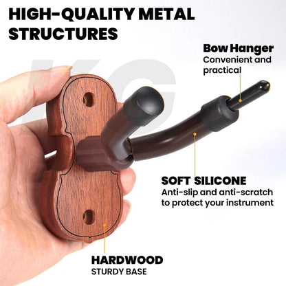 KKG Violin Wall Mount Hanger 1 Pack with Bow Hook Home & M, Brown