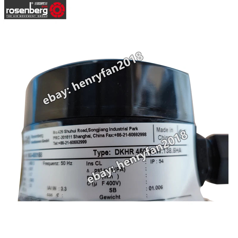 Rosenberg DKHR450-4KW.138.5HA? 400V  ??450MM 50Hz Inverter Fan/SVG Equipment Fan