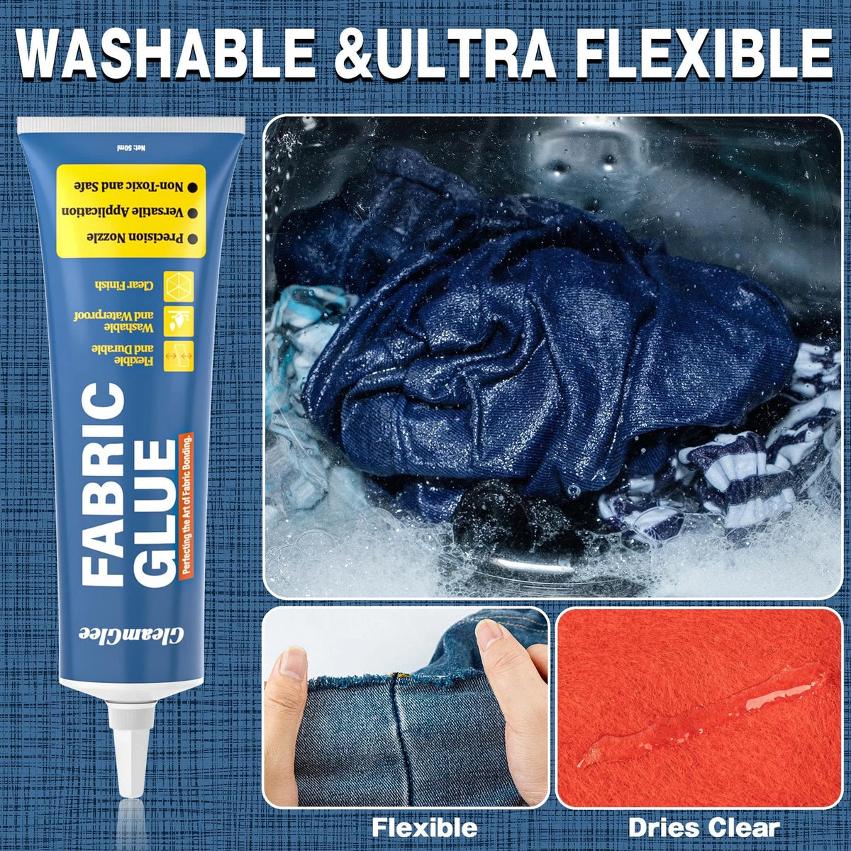 Fabric Glue Permanent, Extra Strong Adhesive, Washable Clear 1 Pack
