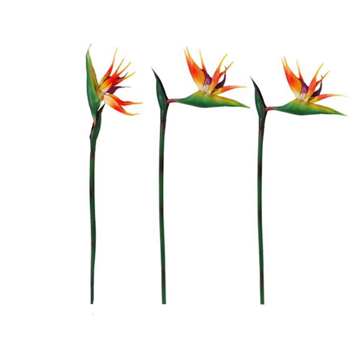 3 Pcs Large Bird of Paradise 32 Inch Permanent Flower,UV 32in, Orange and Red