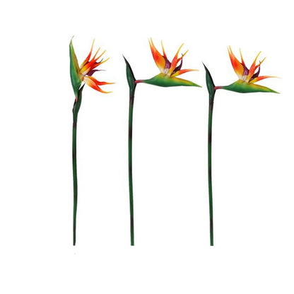 3 Pcs Large Bird of Paradise 32 Inch Permanent Flower,UV 32in, Orange and Red