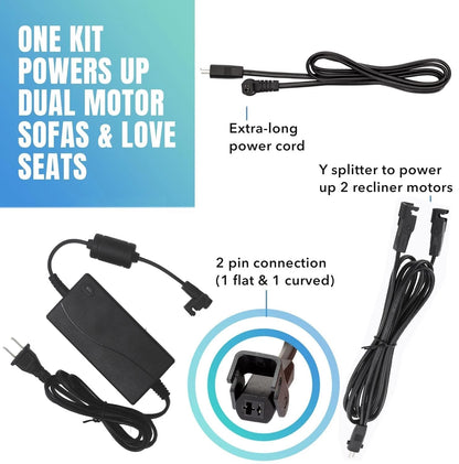 Dual Motor Power Supply Kit - Universally Compatible with black