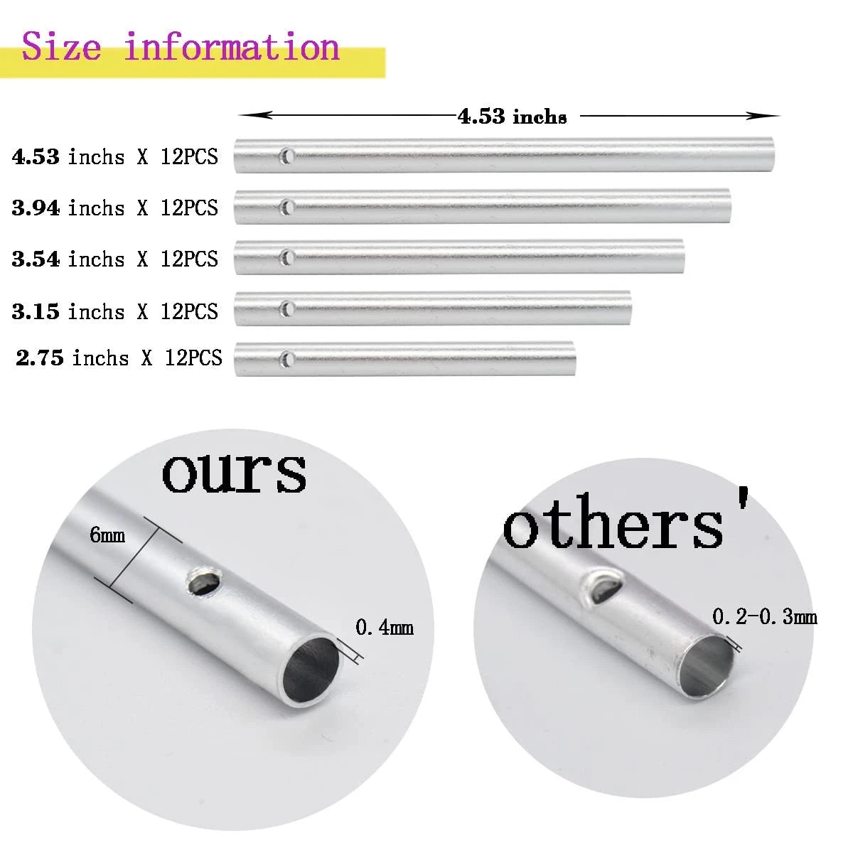 60 Pieces Wind Chime Tubes Parts Supplies Windchime String