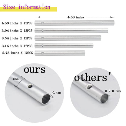 60 Pieces Wind Chime Tubes Parts Supplies Windchime String