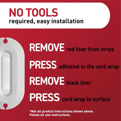 Command Cord Wrap, 2 Units and 4 Medium Strips, White, 1 8.5 inches, White