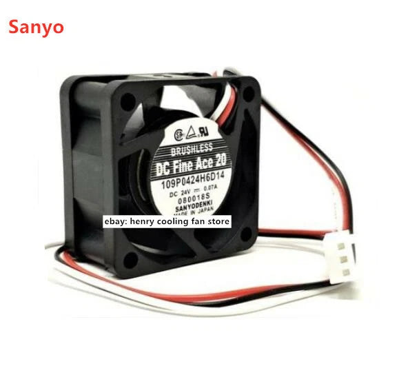 SANYO 109P0424H6D14 fan DC 24V 0.07A 40*40*20mm 3pin Fanuc system coooling fan