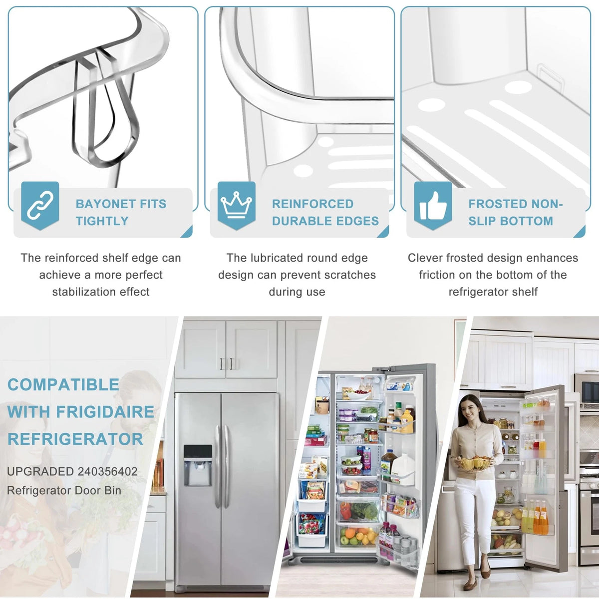 2 PACK Upgraded 240356402 Refrigerator Door Bin Replacement for Clean