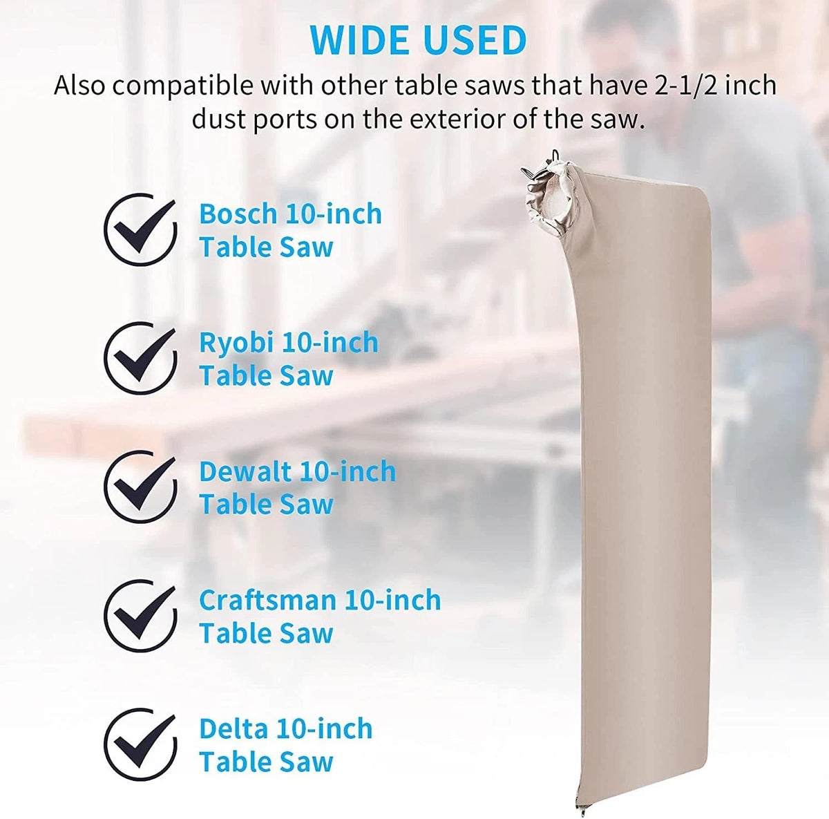 Table Saw Dust Collector Bag Fits Bosc/Dewalt/Makita/Ryobi/Craftsman/Porter...