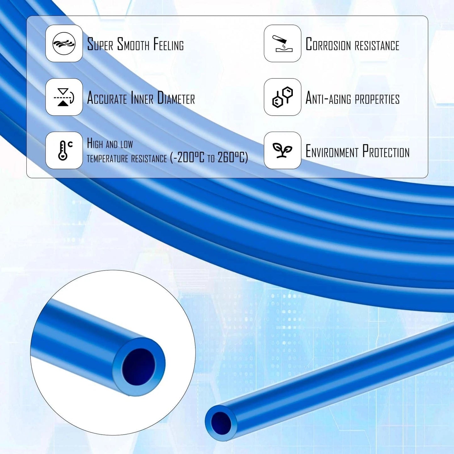 PTFE Teflon Tube Kit for 1.75mm Filament 5m, 2*4mm Blue, Blue