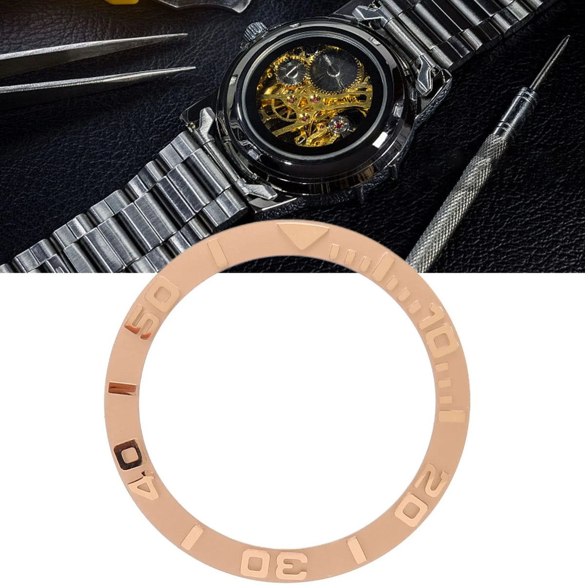 Watch Bezel Insert, 38mm Replacement Parts, Ceramic Digit Bezel...