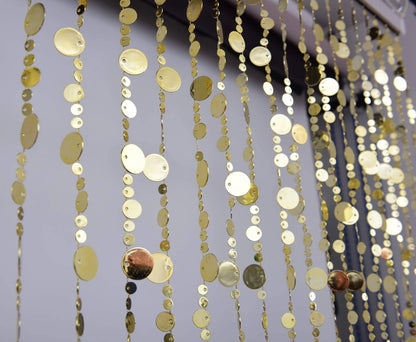 FlavorThings Gold Bubble Beaded Curtain 3' Wide 36"W x 72"L (Pack of 1),