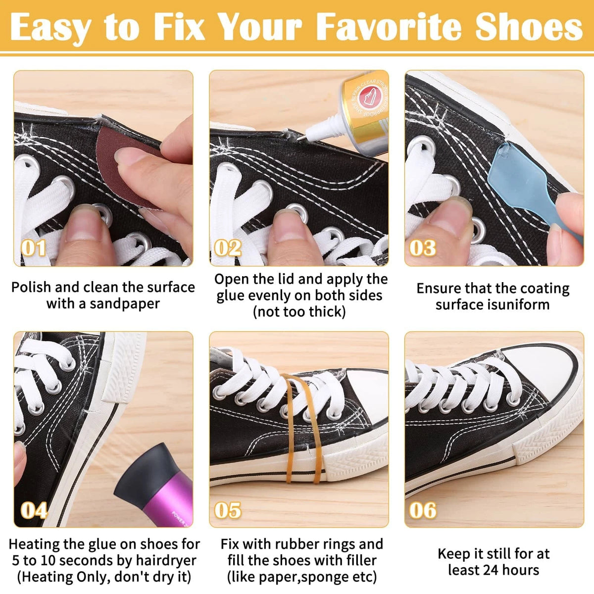 Evatage Waterproof Shoe Glue Kit for Sole Repair - Adhesive Clear