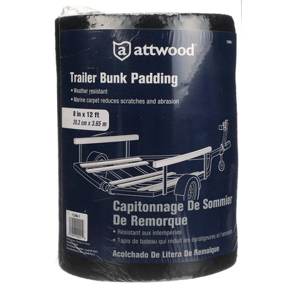 Attwood 11246-1 Trailer Bunk Padding, Weather-Resistant 8" Wide, Black