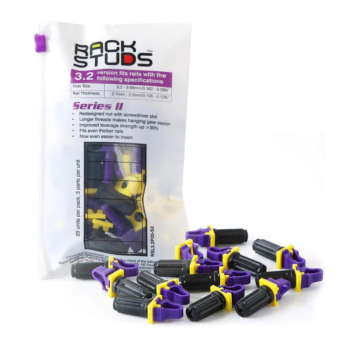 Rackstuds P20 Series II - Server Rack Screws 20-Pack | Cage Nut 20, Purple