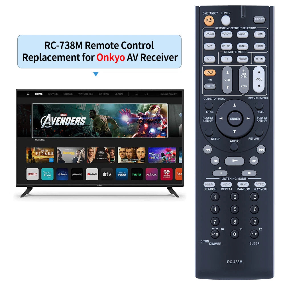 RC-738M Remote Control For Onkyo AV Receiver HT-RC160 HT-S7200 TX-SR607