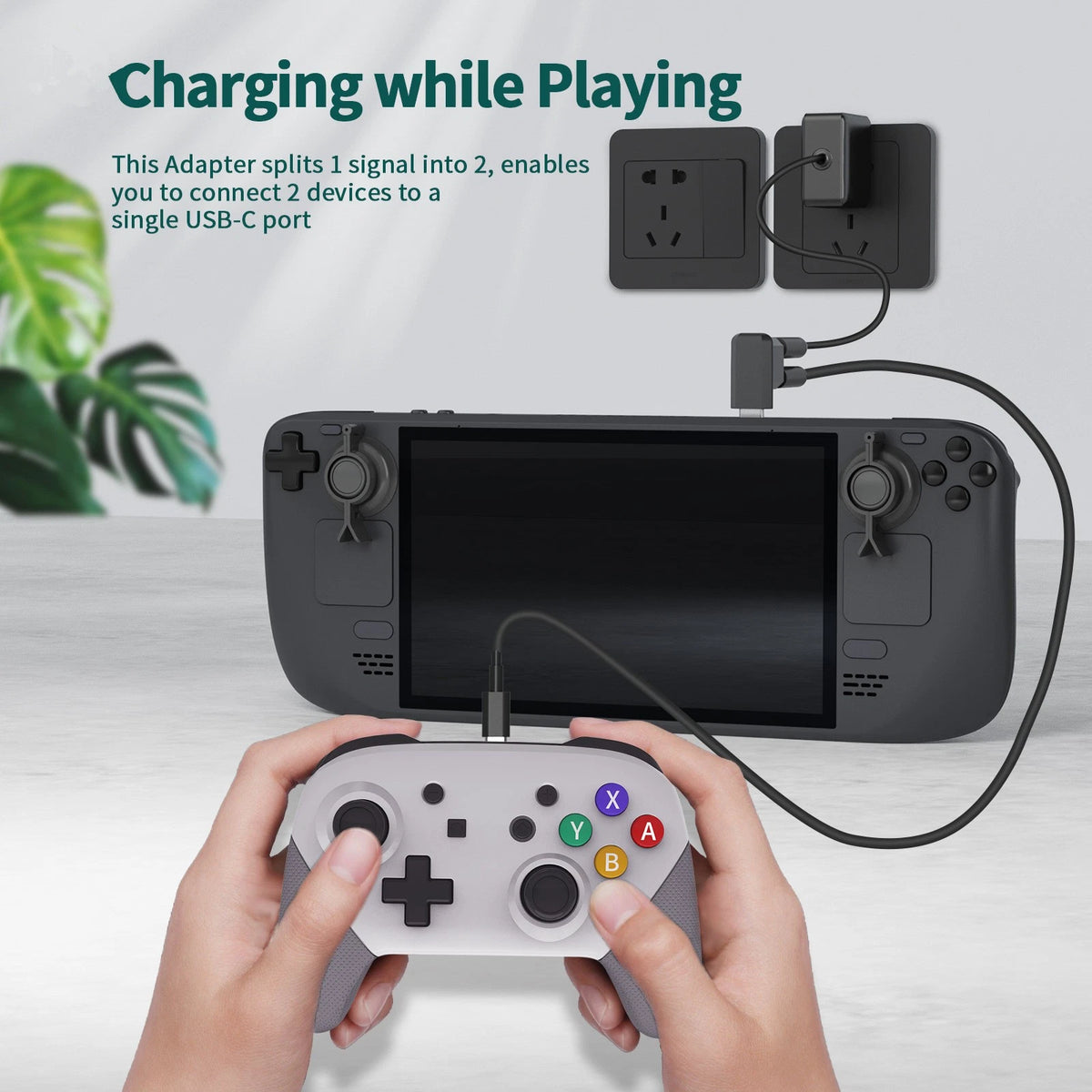 Thumb Grip Cap Cover&Back Bracket & Type-C Adapter For Steam Deck/Switch/OLED c