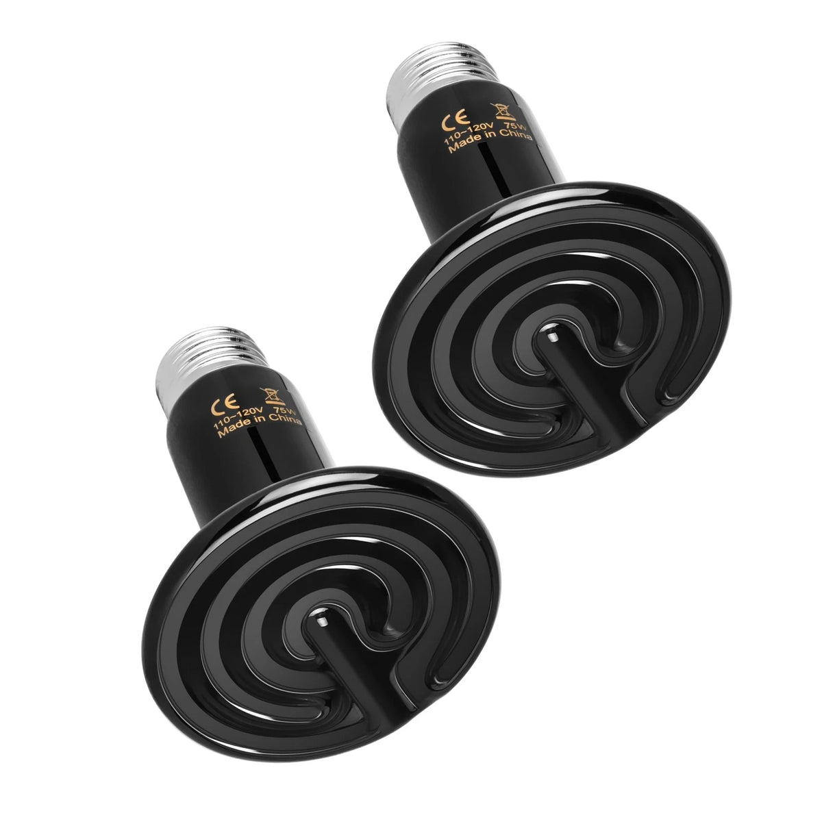Simple Deluxe 75W Ceramic Heat Emitter 2-Pack, Reptile *2, Black/2-pack