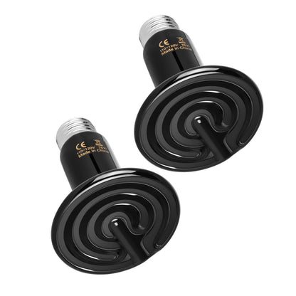 Simple Deluxe 75W Ceramic Heat Emitter 2-Pack, Reptile *2, Black/2-pack