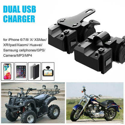 Motorcycle Cigarette Lighter 12V Dual USB Charger LED Digital Voltmeter Socket E