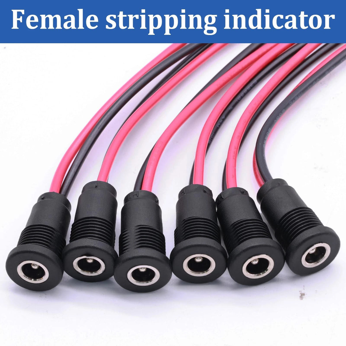 Seamaka 6pack 5.5 x 2.1 mm DC Power Jack Socket and Female Threaded Black
