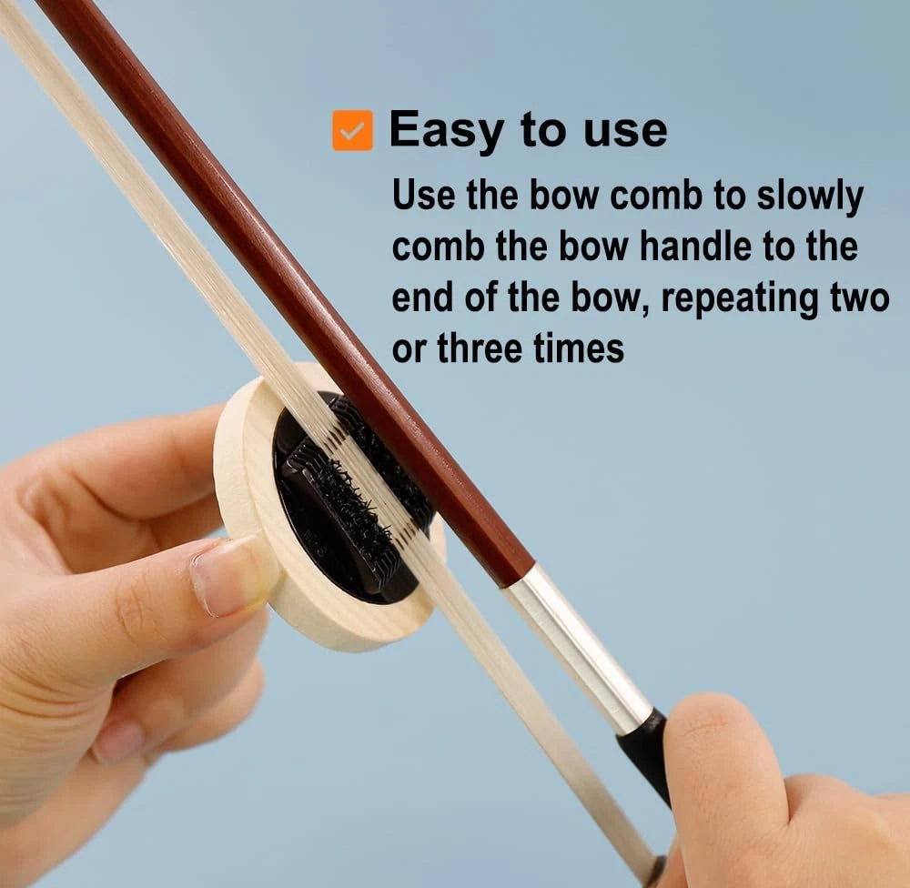 HAINEAO Bow Comb Rosin Spreader Separates Stuck Strings Log color，Black